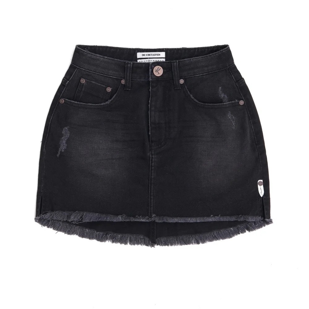 ONE TEASPOON: 2020 HIGH WAIST MINI SKIRT - BLACK WEDNESDAY